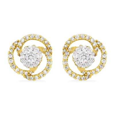 BUY 14K GOLD REAL WHITE DIAMOND GEMSTONE CLASSIC EARRINGS